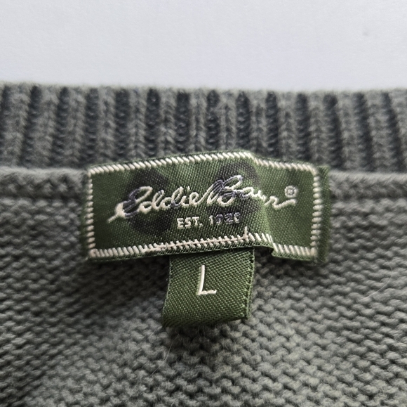 Eddie Bauer Sweater Men Sz L Green  Long Sleeve Crew Neck Knit Gorpcore - Picture 8 of 12